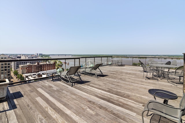 deck with a water view