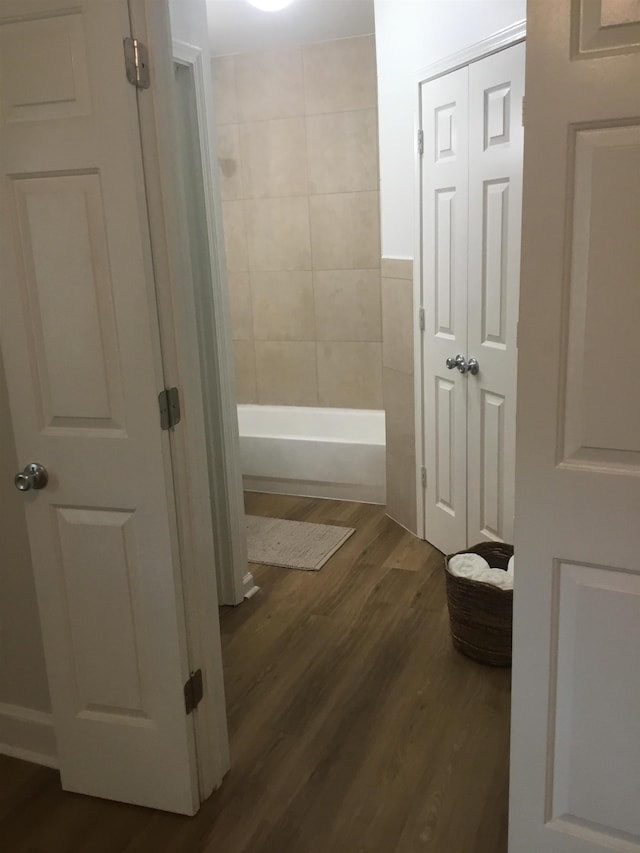 full bathroom with wood finished floors