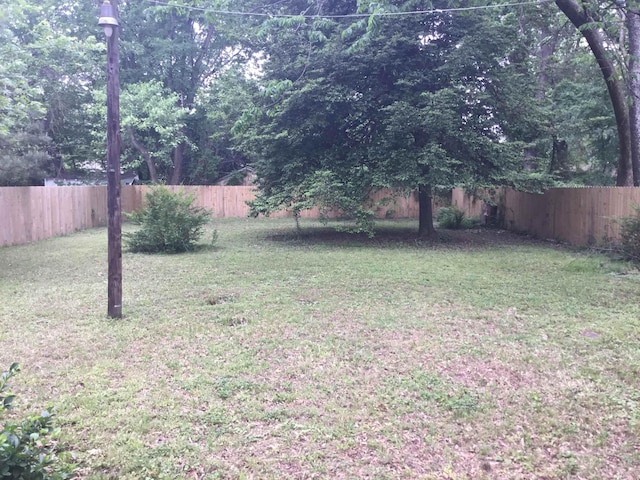 view of yard featuring a fenced backyard