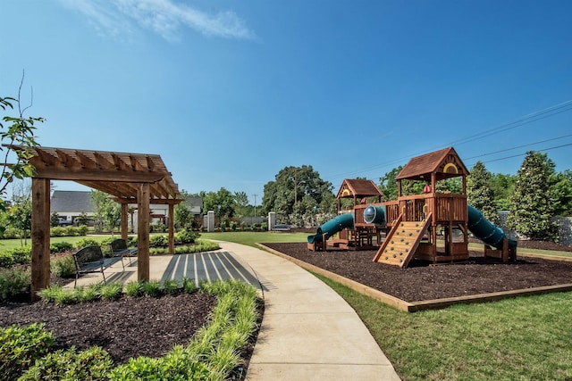 communal playground featuring a pergola