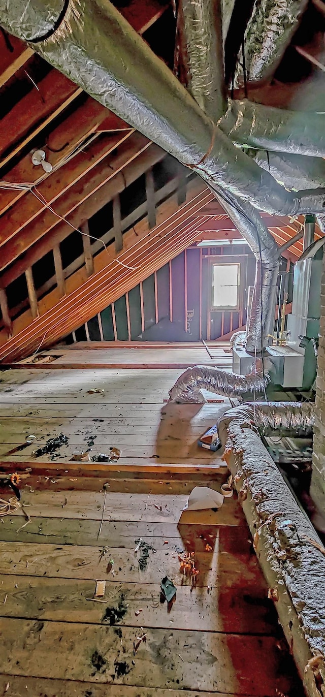 view of unfinished attic