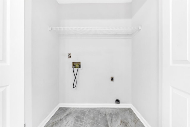 2568 Parkview Dr, Memphis, TN 38128 - laundry area featuring hookup for an electric dryer, washer hookup, marble finish floor, and baseboards