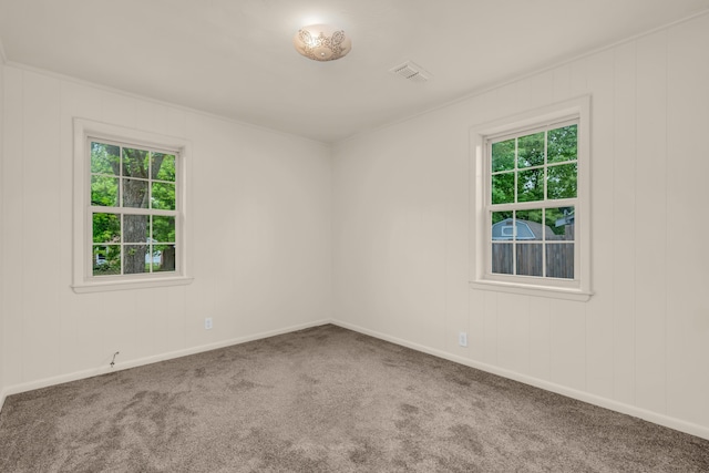 carpeted spare room featuring baseboards