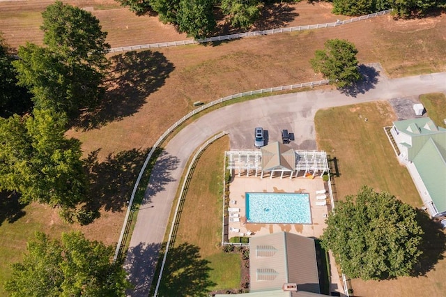 drone / aerial view with a rural view