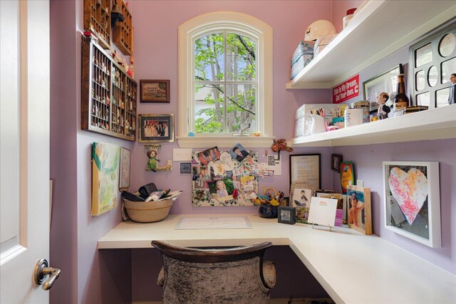 interior space with built in desk