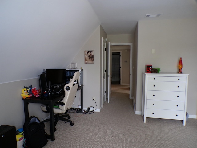 office featuring carpet flooring and visible vents