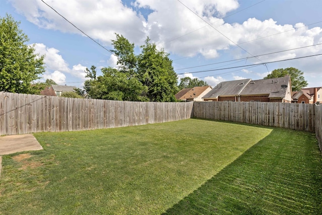 view of yard featuring a fenced backyard