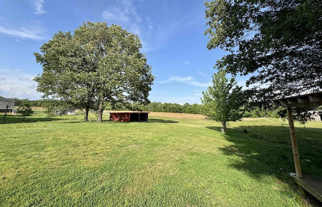 view of yard with an outbuilding