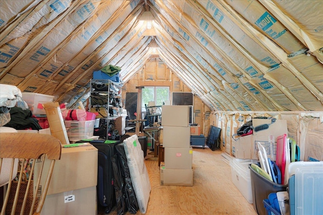 view of unfinished attic