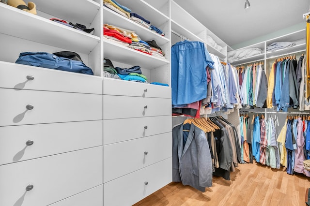 spacious closet with light wood finished floors