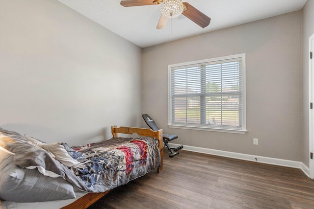 5376 Scarlet Ridge Dr, Arlington, TN 38002 - bedroom with a ceiling fan, baseboards, and wood finished floors
