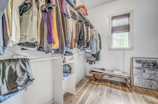 spacious closet with wood finished floors