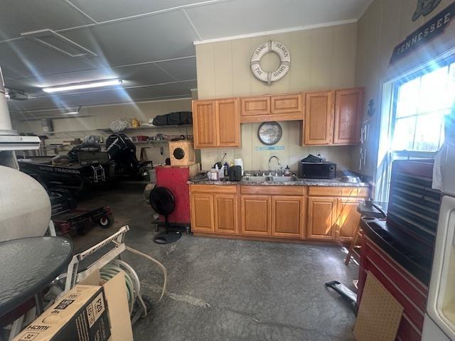 garage featuring a sink