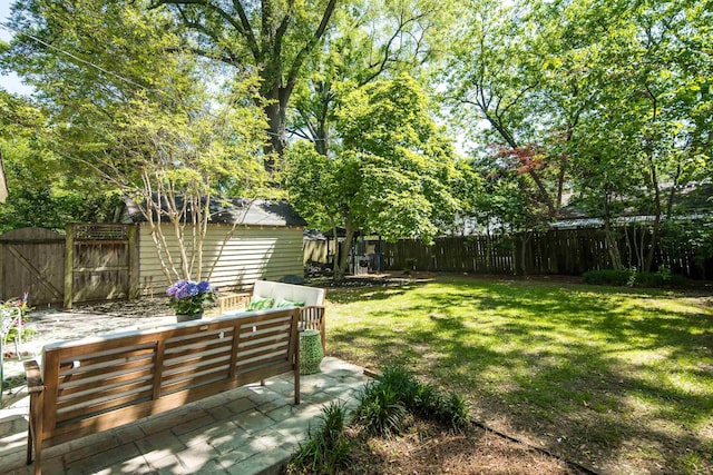 246 Palisade St, Memphis, TN 38111 - view of yard with a patio, outdoor lounge area, an outbuilding, and a fenced backyard