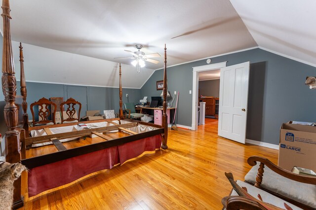 171 White St, Savannah, TN 38372 - bedroom with light wood-style floors, baseboards, and vaulted ceiling