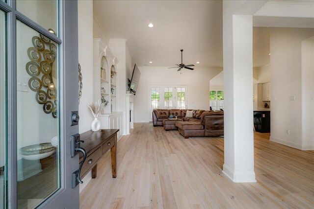 5082 Moudry Run Cv, Lakeland, TN 38002 - living room featuring baseboards, ceiling fan, recessed lighting, and light wood-style flooring