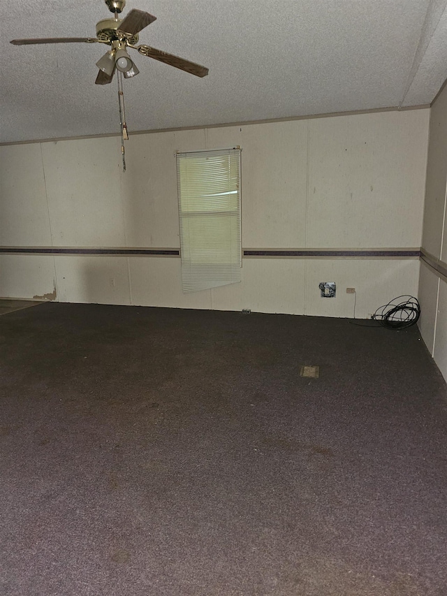 3845 Forked Deer Rd, Gates, TN 38037 - empty room featuring carpet floors, ceiling fan, and a textured ceiling