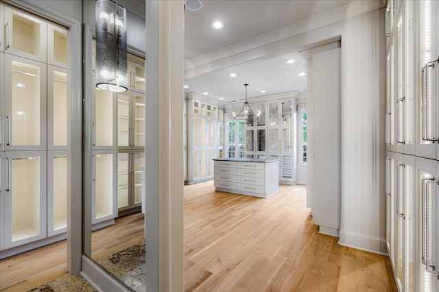 294 Dubray Manor Dr, Collierville, TN 38017 - hall featuring recessed lighting, baseboards, an inviting chandelier, and light wood-type flooring