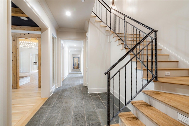 294 Dubray Manor Dr, Collierville, TN 38017 - interior space featuring recessed lighting, baseboards, ornamental molding, and stairway
