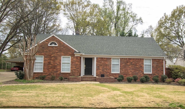 5483 Brantford Rd, Memphis, TN 38120 - single story home featuring a shingled roof, a front yard, brick siding, and crawl space
