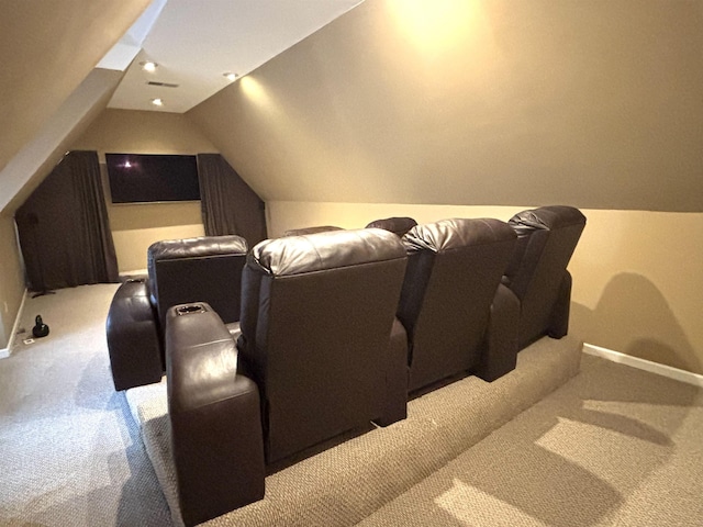 10202 Wynmanor Dr, Collierville, TN 38017 - carpeted cinema room with vaulted ceiling and baseboards