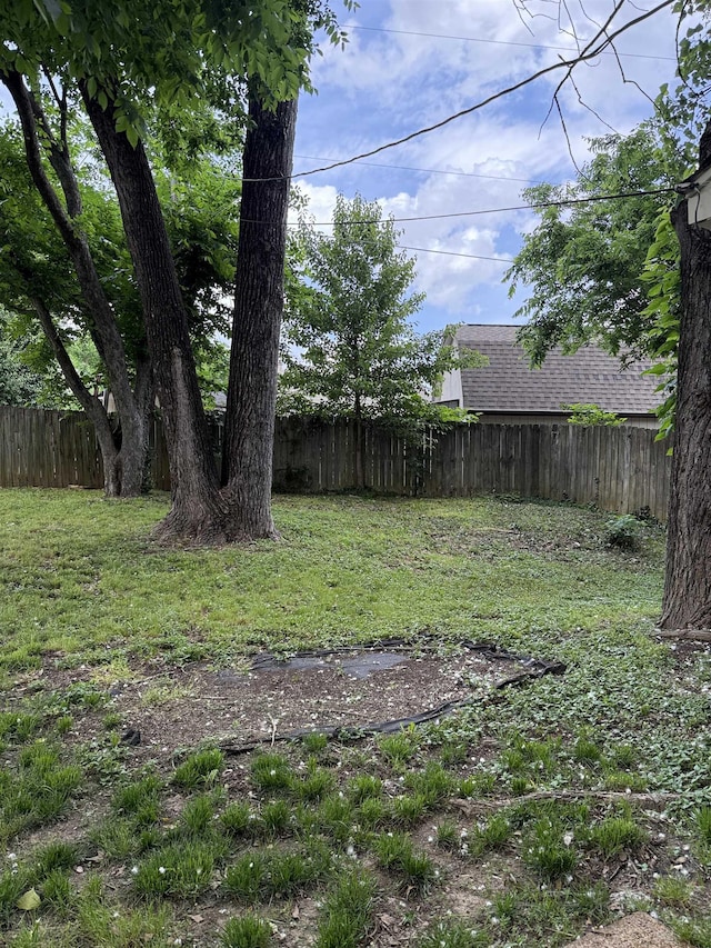 view of yard with a fenced backyard