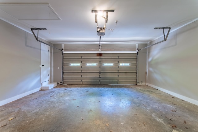 garage featuring baseboards and a garage door opener