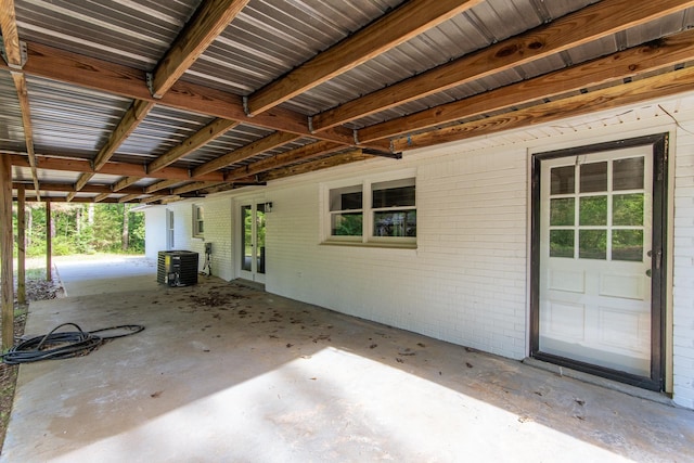 view of patio featuring french doors and central AC unit