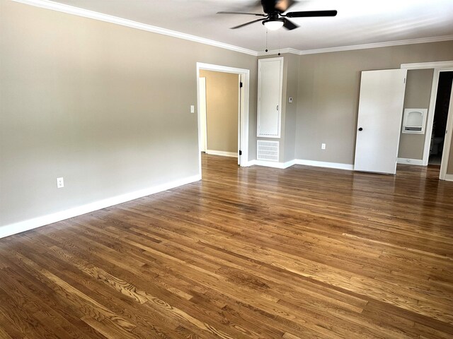 424 Tipton St S, Munford, TN 38058 - spare room featuring baseboards, crown molding, ceiling fan, and wood finished floors
