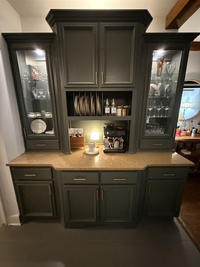 bar with tile patterned flooring