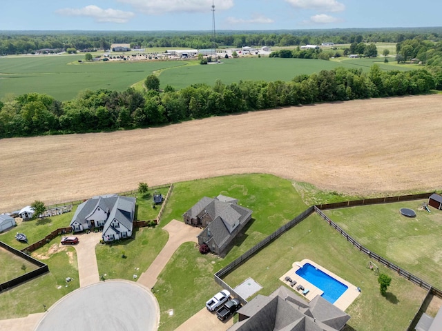 aerial view featuring a rural view