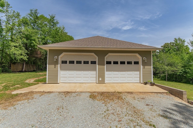 view of detached garage