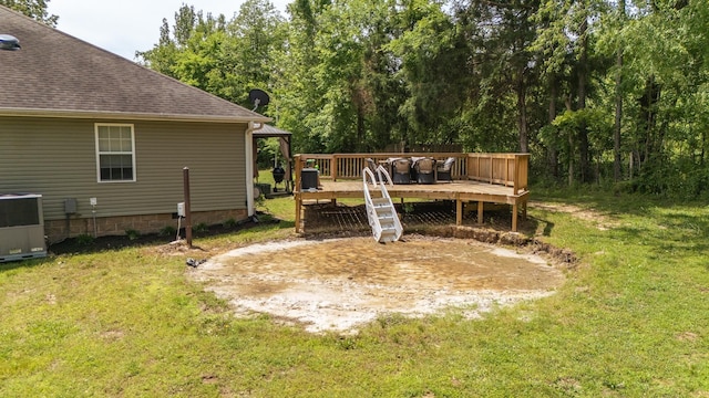 view of yard featuring a deck and a gazebo