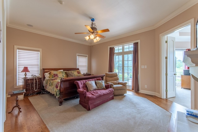 4265 Charlie Pounds Rd, Stantonville, TN 38379 - bedroom with baseboards, ornamental molding, wood finished floors, and visible vents