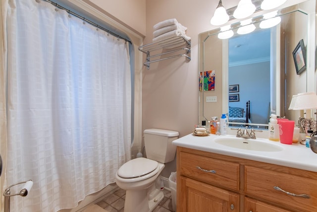 4265 Charlie Pounds Rd, Stantonville, TN 38379 - bathroom with crown molding, vanity, tile patterned floors, and toilet