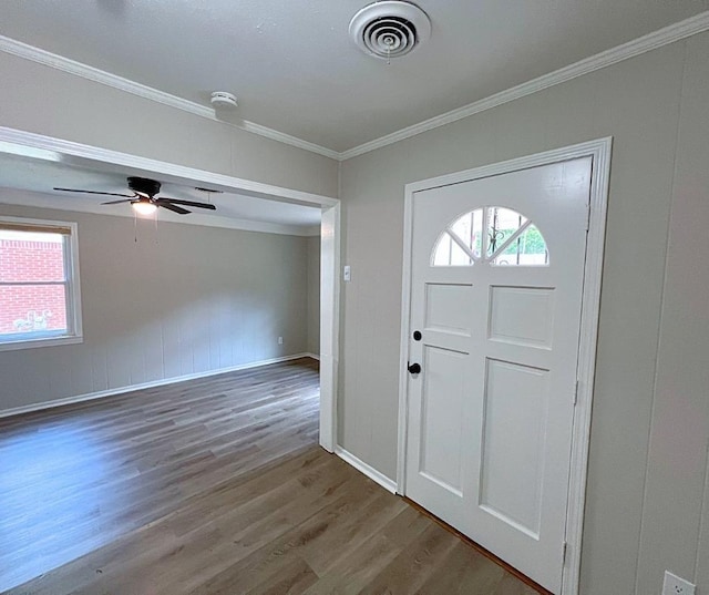 4485 Dunn Rd, Memphis, TN 38117 - entryway featuring visible vents, ornamental molding, wood finished floors, and a healthy amount of sunlight