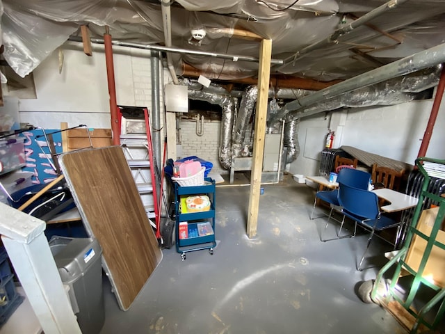 view of unfinished basement
