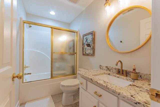 164B Aquaticview Way, Savannah, TN 38372 - bathroom featuring visible vents, tile patterned flooring, vanity, combined bath / shower with glass door, and toilet
