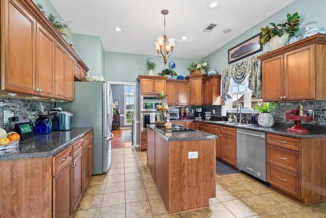235 Fairoaks Dr, Oakland, TN 38060 - kitchen featuring a sink, a healthy amount of sunlight, stainless steel appliances, and visible vents