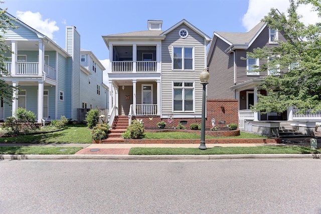 traditional-style home featuring a porch