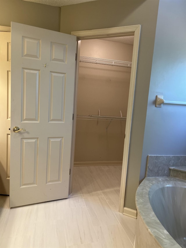 bathroom featuring a walk in closet
