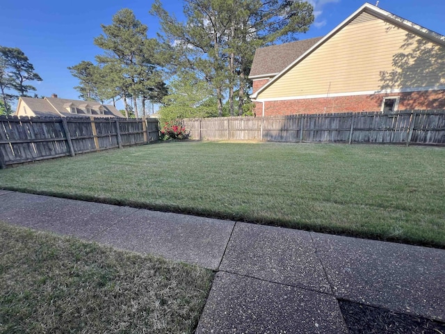 view of yard featuring a fenced backyard