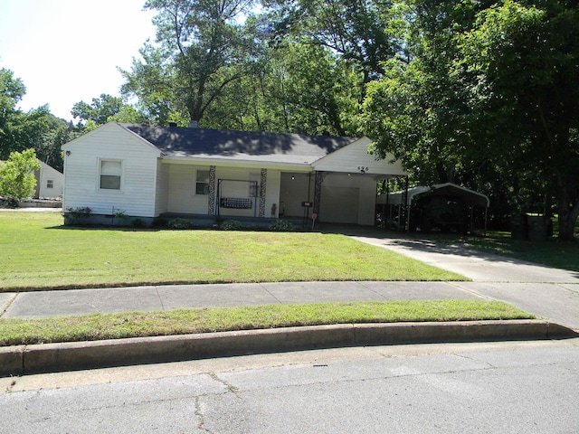 496 Eastern Dr SW, Memphis, TN 38122 - ranch-style home with concrete driveway, a front yard, and covered porch