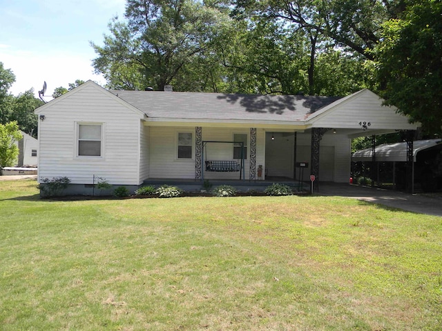 496 Eastern Dr SW, Memphis, TN 38122 - single story home featuring covered porch, a front yard, and a carport