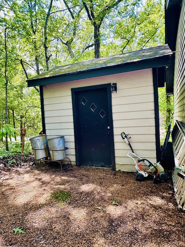 view of shed