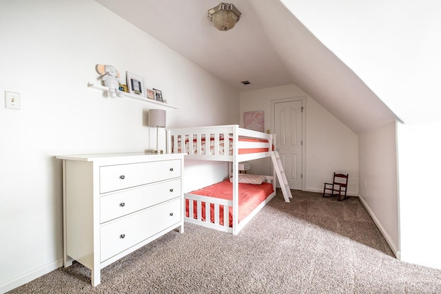 1851 Walker Ave, Memphis, TN 38114 - bedroom with carpet flooring, vaulted ceiling, baseboards, and visible vents