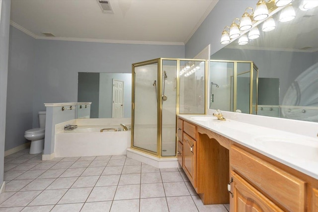 full bath with a sink, tile patterned flooring, toilet, and visible vents