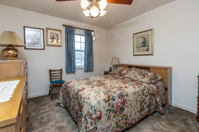 5676 Quince Rd Unit 7, Memphis, TN 38119 - carpeted bedroom featuring vaulted ceiling, ceiling fan, and baseboards