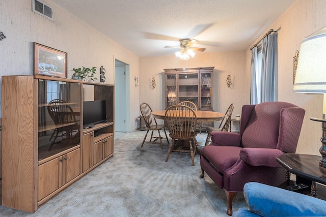 5676 Quince Rd Unit 7, Memphis, TN 38119 - dining room with light carpet, a ceiling fan, and visible vents