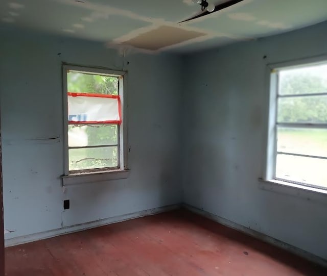spare room with wood finished floors